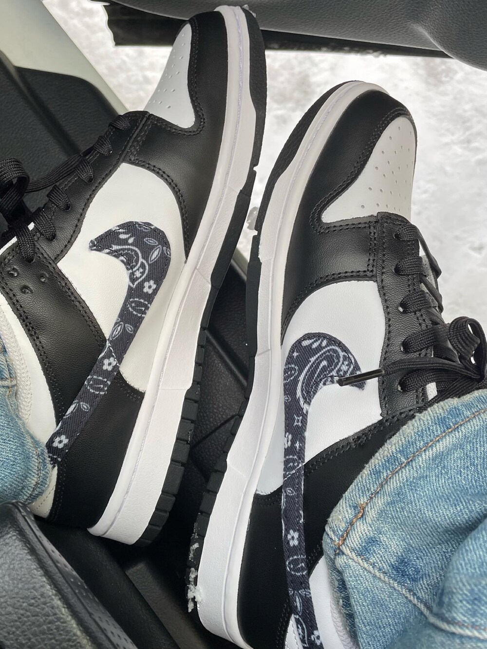 「黒、私の推しブランド、低身長、スニーカー、Supreme x The North Face、supreme、nike dunk、dunklow、ビックシルエット」｜「Supreme のアイテム（マウンテンパーカー、ブラック系）」を使った、虎@たろうさん（メンズ・161cm）の冬コーディネートの2枚目の写真