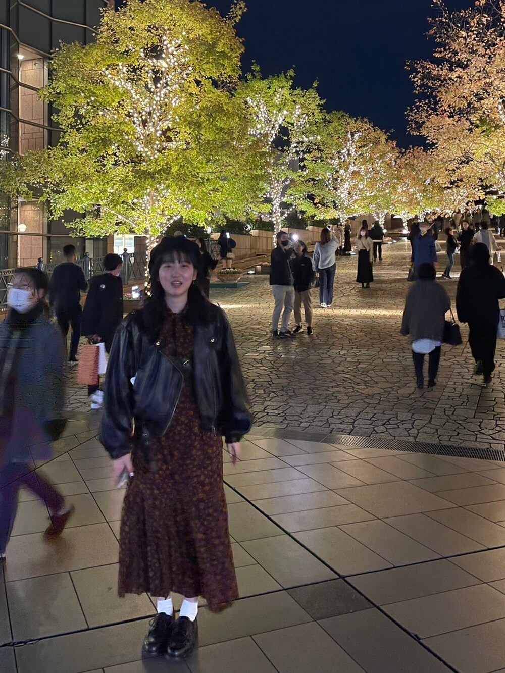 「SLY、moussy、jouetie、ライダース、ベレー帽、ワンピース、秋冬コーデ」｜「Steven Alanの＜HARROGATE＞EDGEWARE U-TIP/ユーチップシューズ（ドレスシューズ、ブラック系）」を使った、NAO☺︎さん（レディース・159cm）の冬コーディネートの2枚目の写真