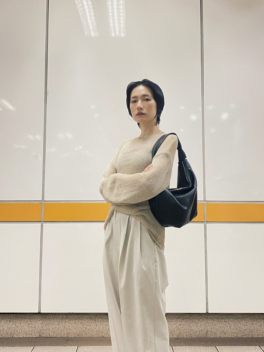 「スタミキ」｜「STYLEMIXERの2WAYストリングカップ付きキャミソール（キャミソール、ベージュ系）」を使った、さいさん（レディース・158cm）の秋コーディネートの2枚目の写真