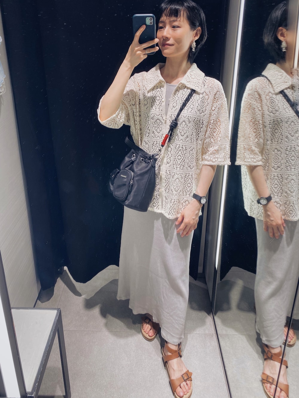 「BIRKENSTOCKのアイテム（サンダル、ブラウン系）」を使った、さいさん（レディース・158cm）の夏コーディネートの2枚目の写真