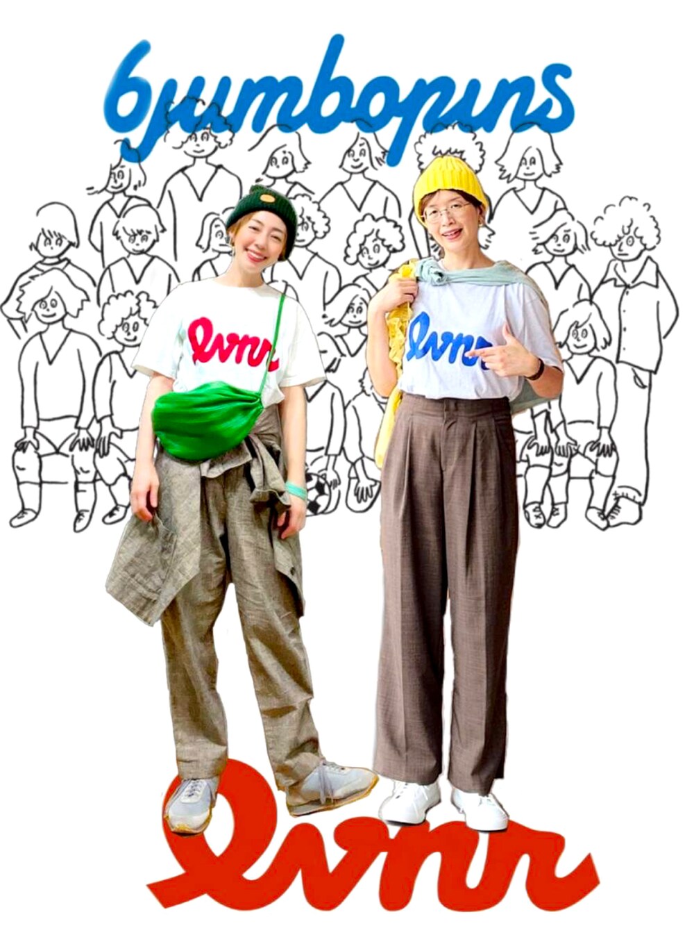 レッド系のTシャツ/カットソー、レッド系のショルダーバッグ、グリーン系のその他パンツを着用したレディースの秋コーディネートの2枚目の写真