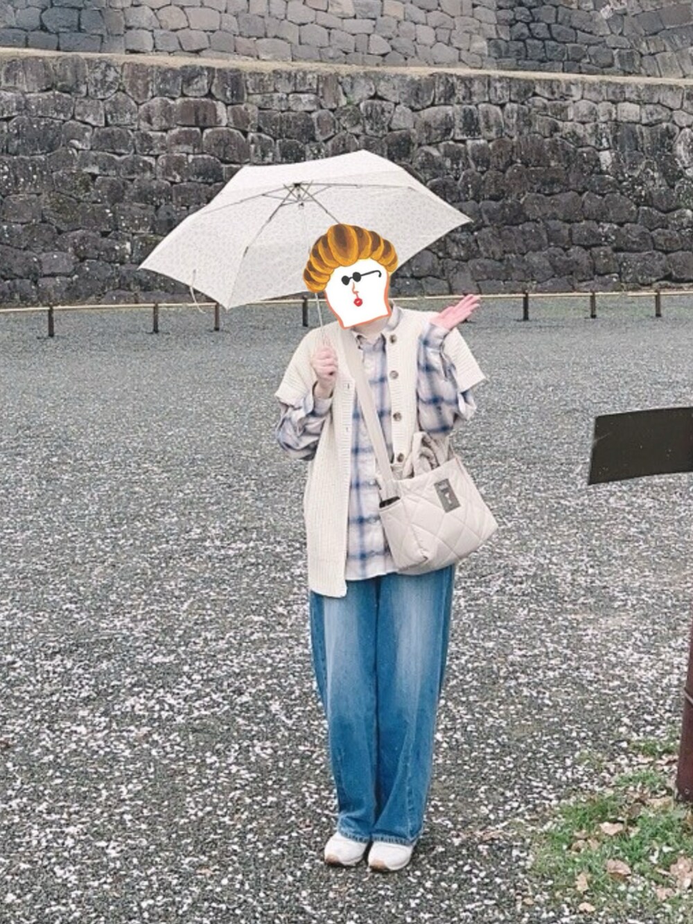 「outfit、coen、ROOTOTE、ROPEPICNIC、花見」｜「coenのオンブレチェックレギュラーカラービッグシャツ（シャツ/ブラウス、その他）」を使った、ねあ／Neaさん（レディース・158cm）の春コーディネートの2枚目の写真