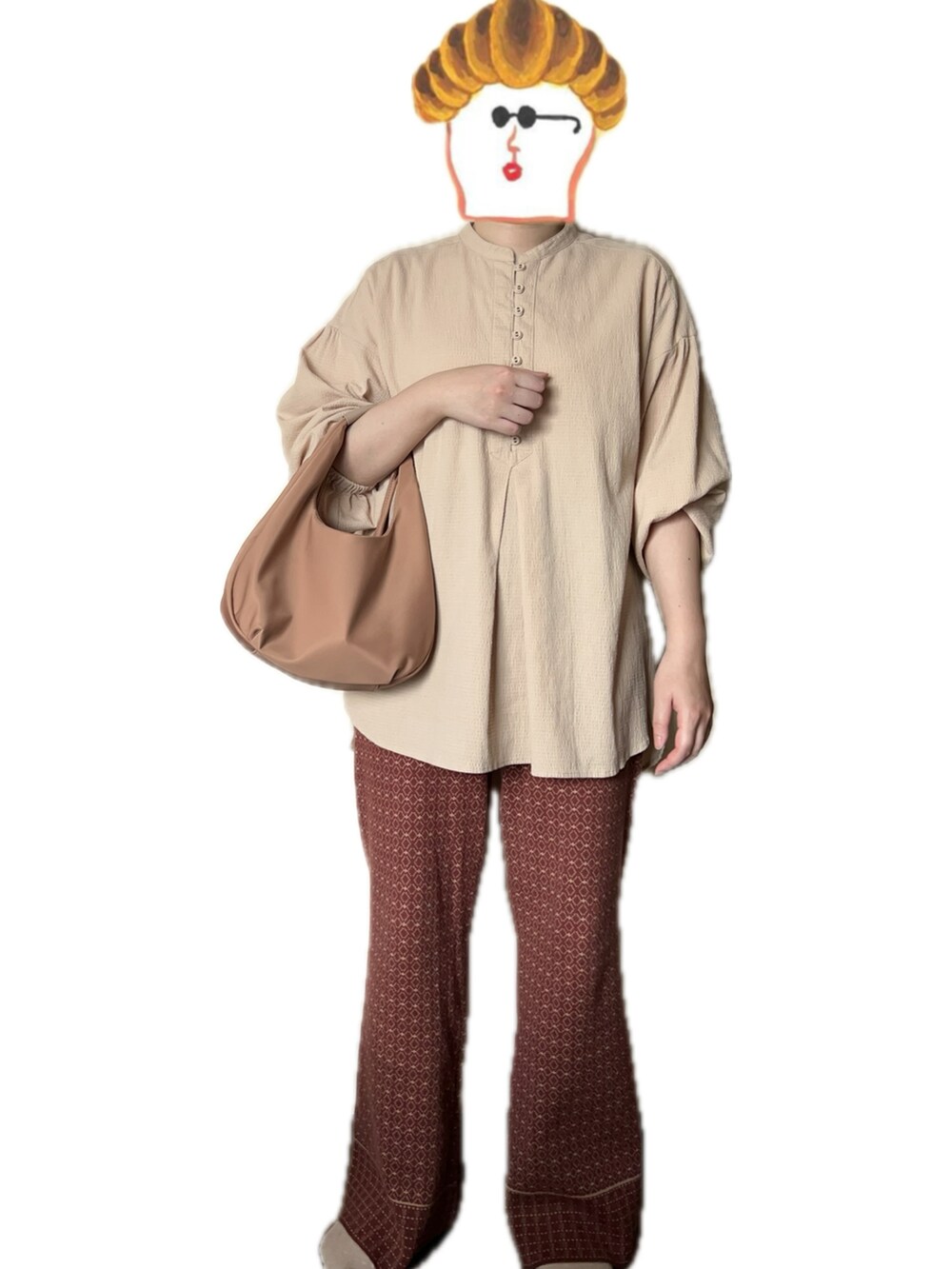 「outfit、ootd、今日のコーデ、Samansa Mos2、coen、KEYUCA」｜「coenのジャカードニットフレアパンツ（その他パンツ、レッド系）」を使った、ねあ／Neaさん（レディース・158cm）の冬コーディネートの2枚目の写真