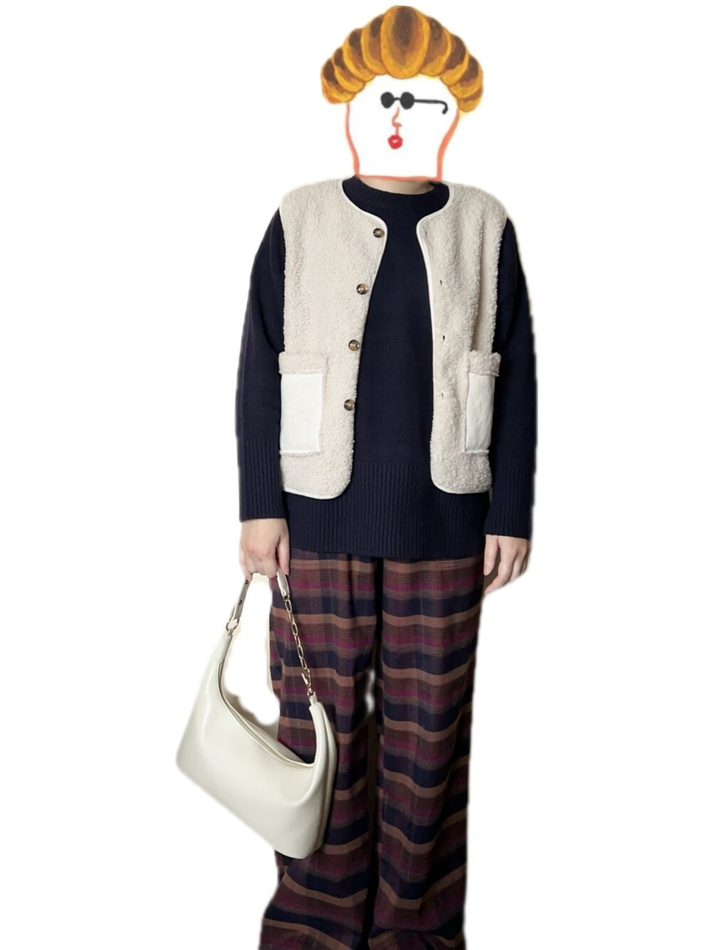「outfit、coen、ROPEPICNIC」｜「coenのフラッフィーボートネックニット（WEB限定カラー）（ニット/セーター、ブルー系）」を使った、ねあ／Neaさん（レディース・158cm）の春コーディネートの2枚目の写真