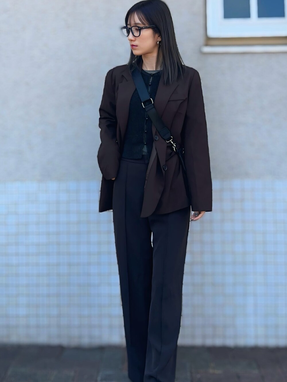 「Reurie'のアイテム（テーラードジャケット、ブラウン系）」を使った、chipipi07さん（レディース・155cm）の冬コーディネートの2枚目の写真