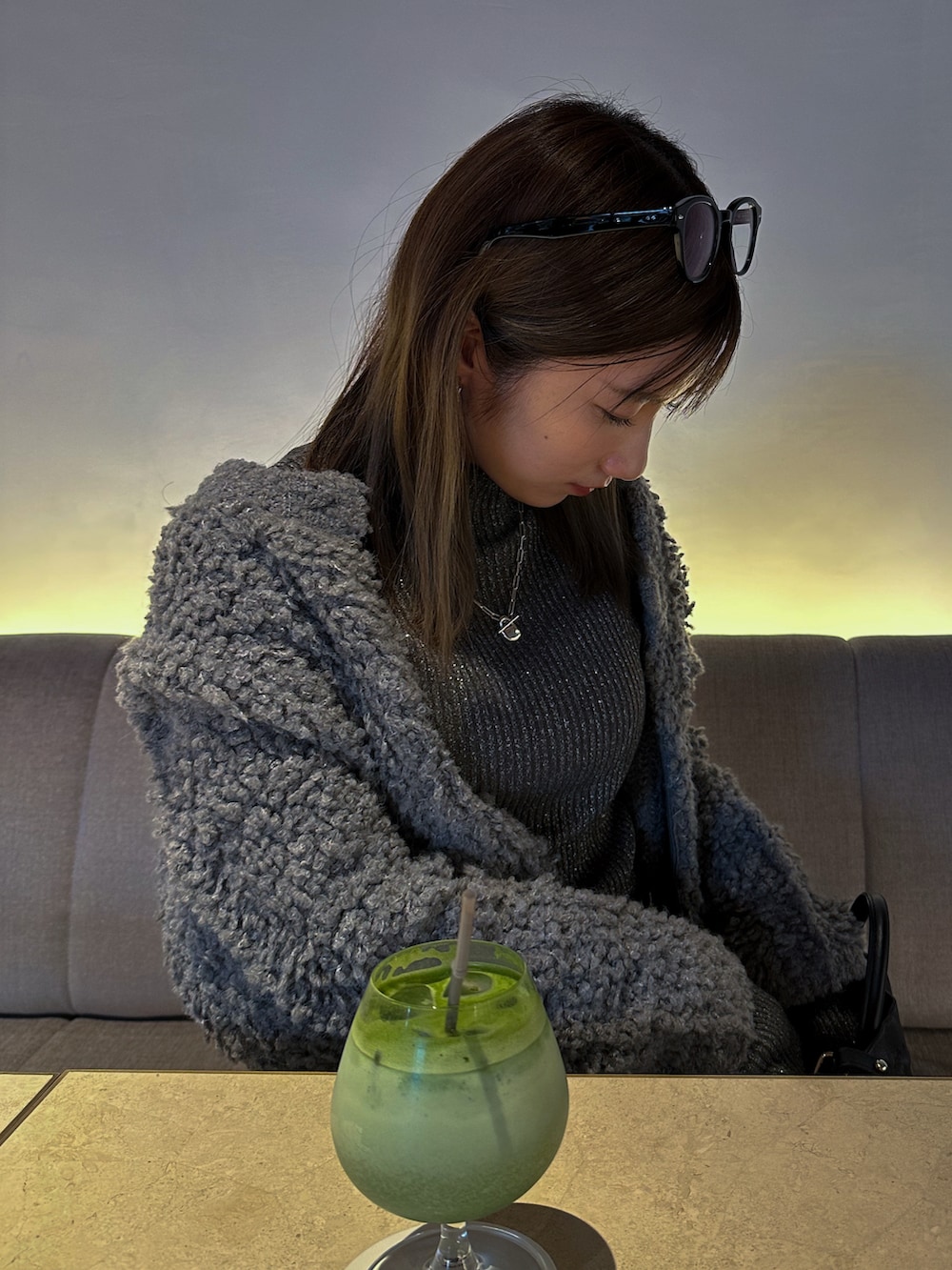 「GRLのアイテム（ニット/セーター、グレー系）」を使った、chipipi07さん（レディース・155cm）の冬コーディネートの4枚目の写真