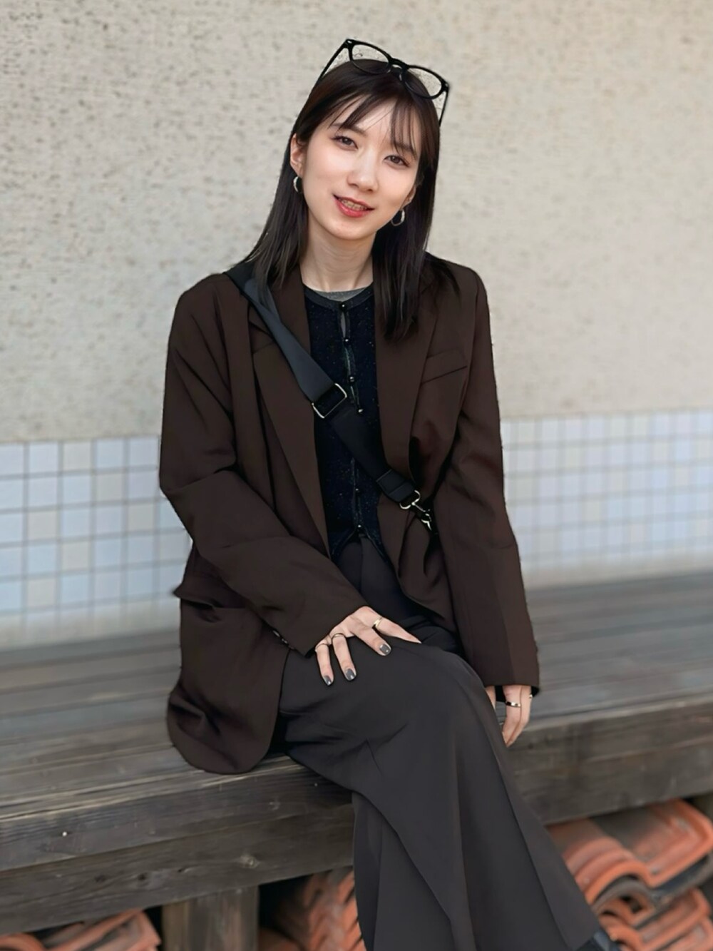 「Reurie'のアイテム（テーラードジャケット、ブラウン系）」を使った、chipipi07さん（レディース・155cm）の冬コーディネートの3枚目の写真