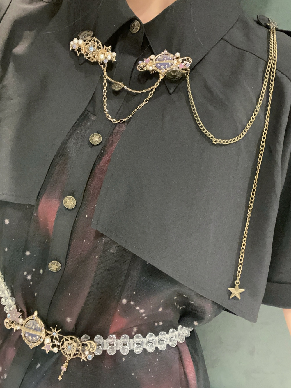 「axes femmeのステラプリントミニワンピース（ワンピース、ブラック系）」を使った、ぁゅゅさん（レディース・154cm）の夏コーディネートの6枚目の写真