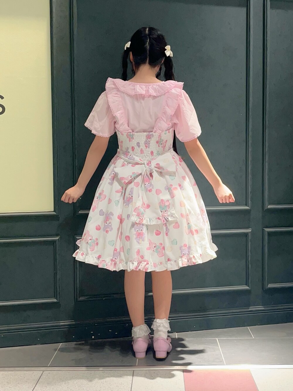 「Chalmiere、ロリータ、ロリータファッション、lolita、lolitafashion、ガーリー、ガーリーコーデ、ロリィタ、低身長、低身長コーデ、ワンピース、ワンピースコーデ」｜「ChalmiereのＦａｎｃｙＤｏｌｌｓ ＪＳＫ（ワンピース、ホワイト系）」を使った、ぁゅゅさん（レディース・154cm）の夏コーディネートの4枚目の写真