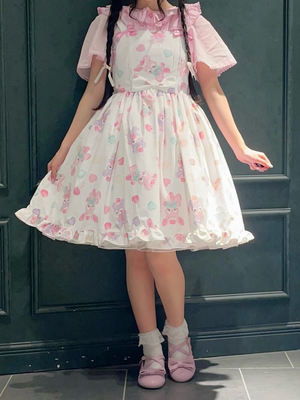 「Chalmiere、ロリータ、ロリータファッション、lolita、lolitafashion、ガーリー、ガーリーコーデ、ロリィタ、低身長、低身長コーデ、ワンピース、ワンピースコーデ」｜「ChalmiereのＦａｎｃｙＤｏｌｌｓ ＪＳＫ（ワンピース、ホワイト系）」を使った、ぁゅゅさん（レディース・154cm）の夏コーディネートの2枚目の写真