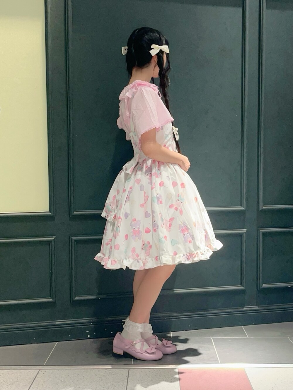 「Chalmiere、ロリータ、ロリータファッション、lolita、lolitafashion、ガーリー、ガーリーコーデ、ロリィタ、低身長、低身長コーデ、ワンピース、ワンピースコーデ」｜「ChalmiereのＦａｎｃｙＤｏｌｌｓ ＪＳＫ（ワンピース、ホワイト系）」を使った、ぁゅゅさん（レディース・154cm）の夏コーディネートの3枚目の写真