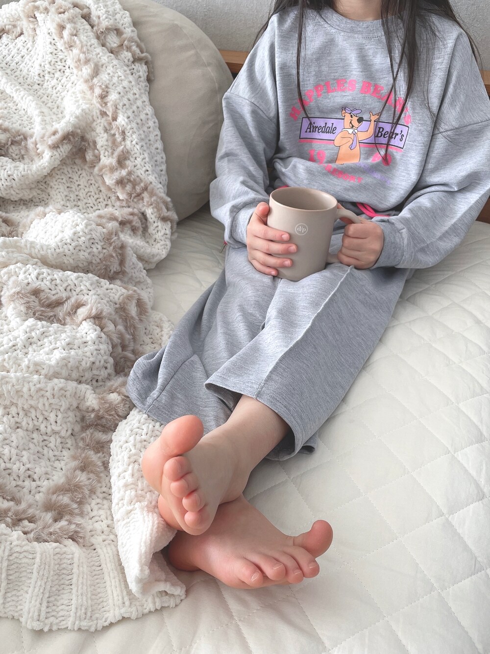 「女の子、ルームウェア、くま、小学生」｜「mabeob＿kidsのアイテム（ルームウェア、その他）」を使った、RIOさん（キッズ・120cm）の冬コーディネートの4枚目の写真