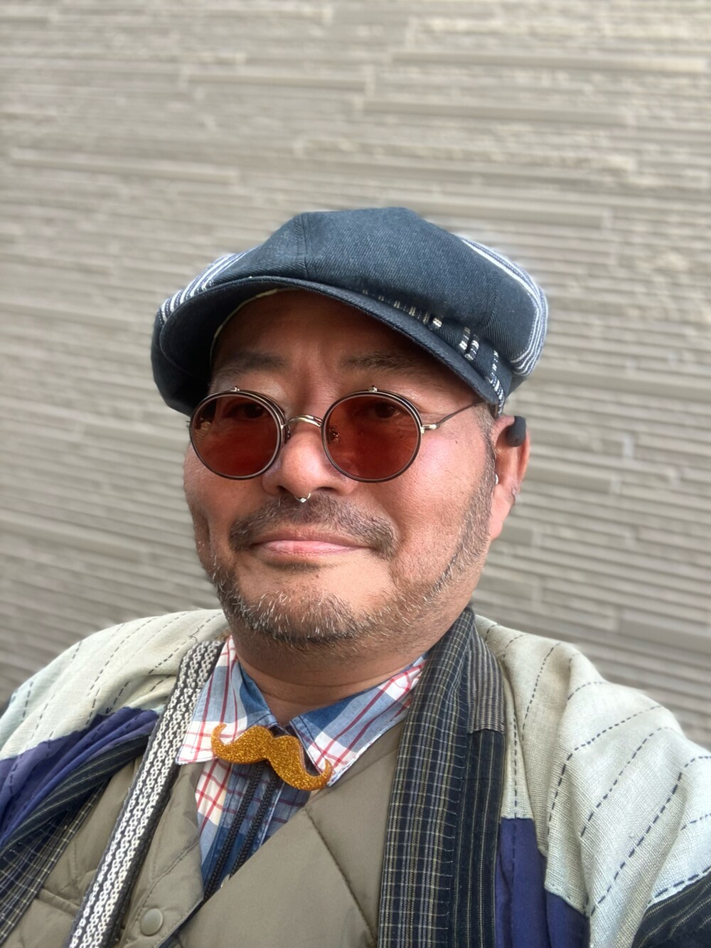 「メンズコーデ、和洋ミックス、おじコーデ、でぶ、デブでもオシャレ、デブですがなにか？」｜「CUNEのアイテム（デニムパンツ、ブルー系）」を使った、メルヘン翁さん（メンズ・178cm）の冬コーディネートの5枚目の写真