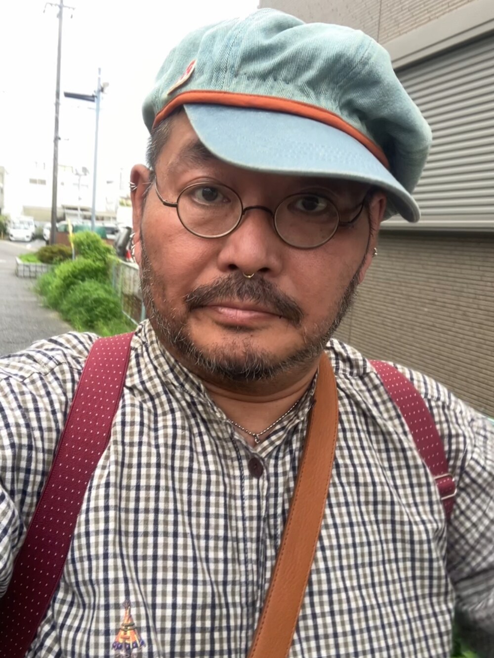 「メガネ×帽子、メガネおやじ、杖、でぶ、デブでもオシャレ、デブですがなにか？」｜「go slow caravanのアイテム（シャツ/ブラウス、その他）」を使った、メルヘン翁さん（メンズ・178cm）の夏コーディネートの5枚目の写真