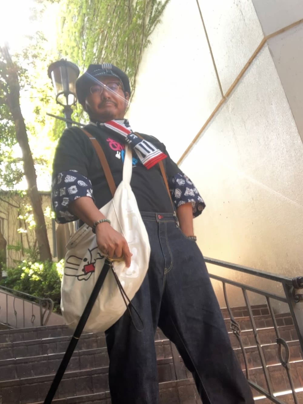 「秋服まるっと大公開、おじコーデ、オジかわ、デブでもオシャレ、デブですがなにか？、和テイスト」｜「CUNEのアイテム（Tシャツ/カットソー、ブラック系）」を使った、メルヘン翁さん（メンズ・178cm）の秋コーディネートの2枚目の写真