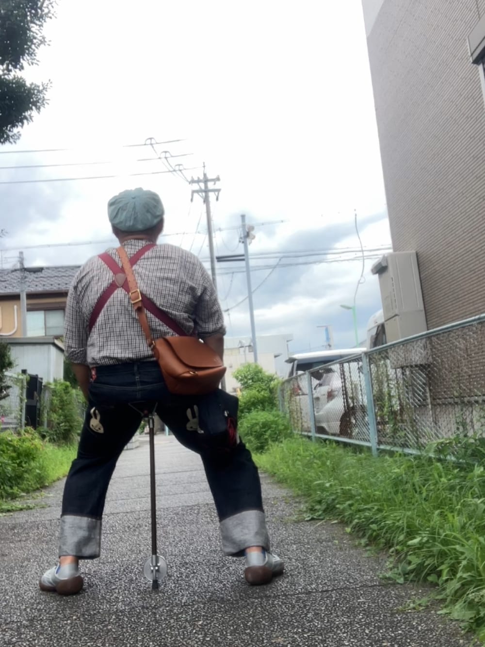 「メガネ×帽子、メガネおやじ、杖、でぶ、デブでもオシャレ、デブですがなにか？」｜「go slow caravanのアイテム（シャツ/ブラウス、その他）」を使った、メルヘン翁さん（メンズ・178cm）の夏コーディネートの4枚目の写真