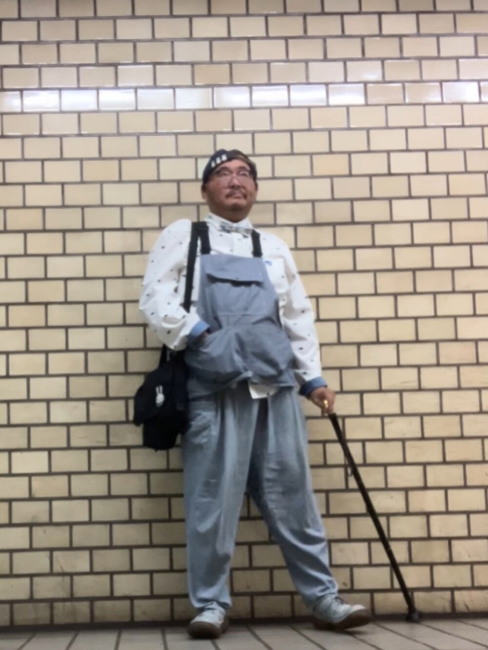 「デブでもオシャレ、デブですがなにか？、でぶ、おじコーデ、オジかわ」｜「Regetta Canoeのアイテム（スリッポン、ブルー系）」を使った、メルヘン翁さん（メンズ・178cm）の秋コーディネートの2枚目の写真