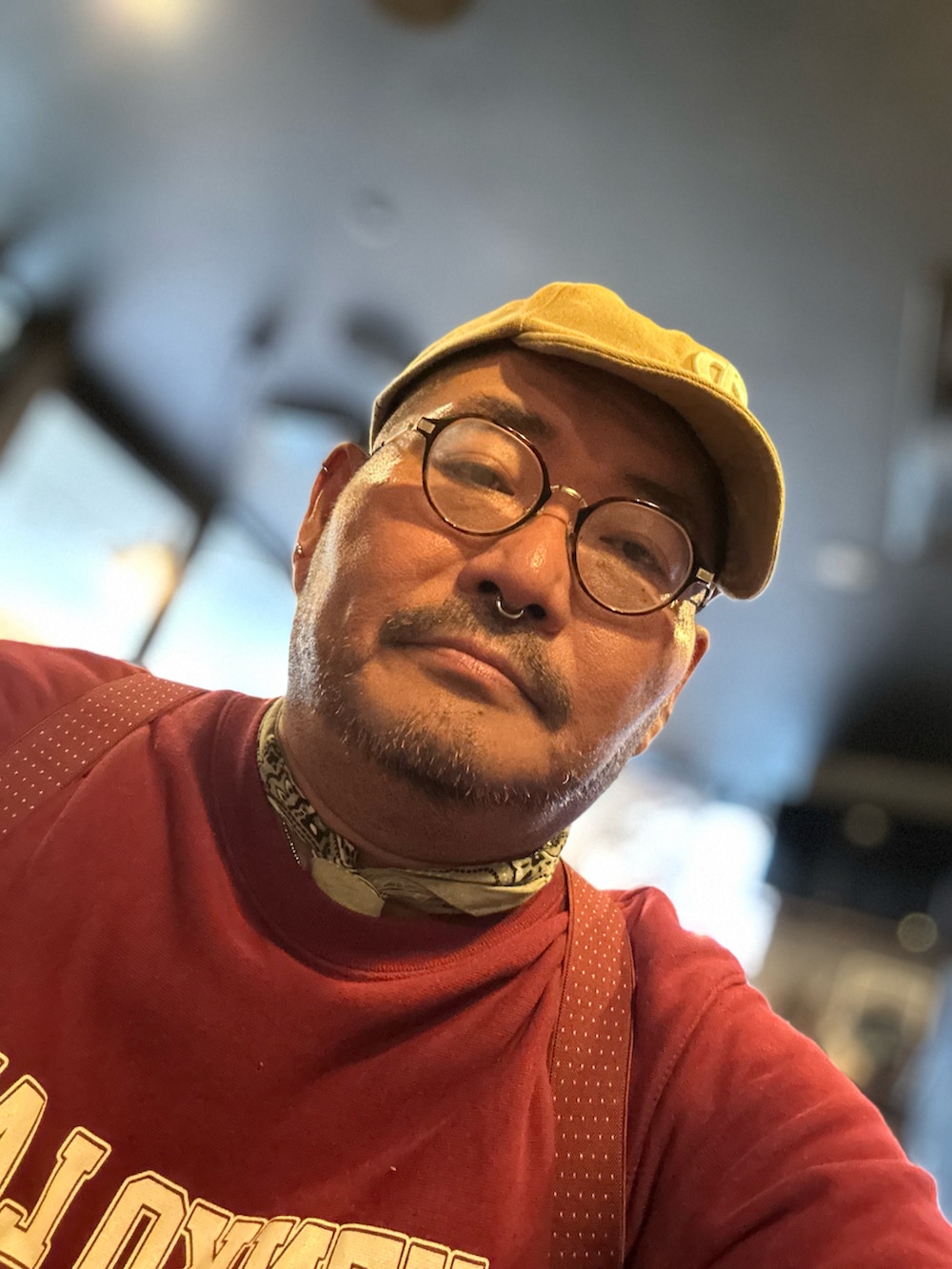 「冬コーデ、デブでもオシャレ、デブですがなにか？、メガネおやじ、杖」｜「go slow caravanのアイテム（キャップ、ベージュ系）」を使った、メルヘン翁さん（メンズ・178cm）の冬コーディネートの5枚目の写真