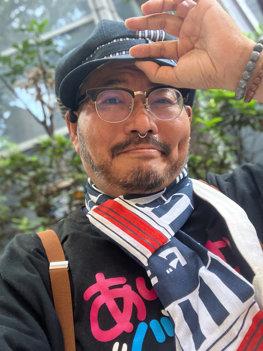 「秋服まるっと大公開、おじコーデ、オジかわ、デブでもオシャレ、デブですがなにか？、和テイスト」｜「CUNEのアイテム（Tシャツ/カットソー、ブラック系）」を使った、メルヘン翁さん（メンズ・178cm）の秋コーディネートの3枚目の写真