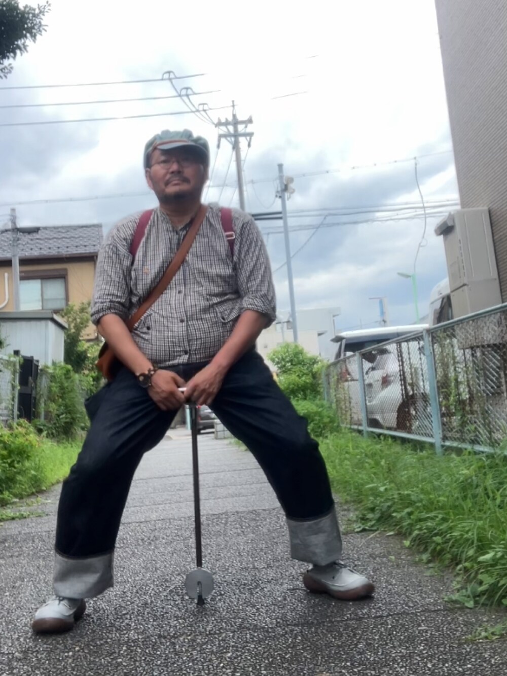 「メガネ×帽子、メガネおやじ、杖、でぶ、デブでもオシャレ、デブですがなにか？」｜「go slow caravanのアイテム（シャツ/ブラウス、その他）」を使った、メルヘン翁さん（メンズ・178cm）の夏コーディネートの3枚目の写真