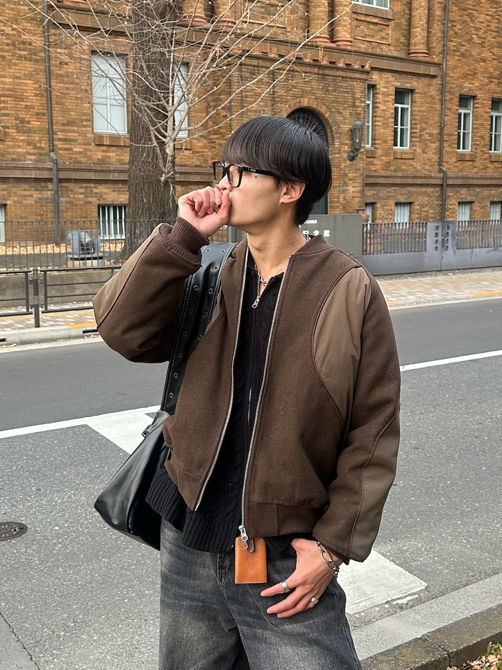 WOOL BLEND SWITCHING BLOUSON/ウールブレンド異素材切替