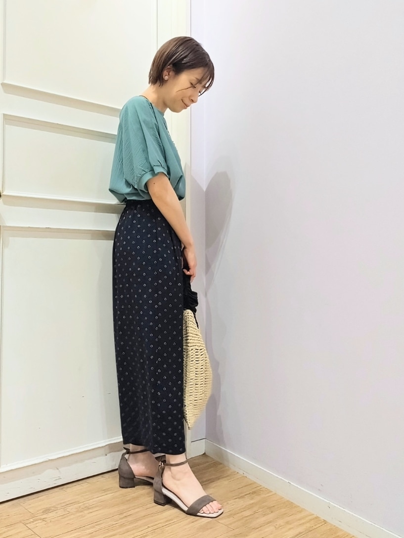 miomioさんの「【シューアイス】麻調アソート柄ガウチョパンツ（DRESKIP）」を使ったコーディネートの2枚目の写真