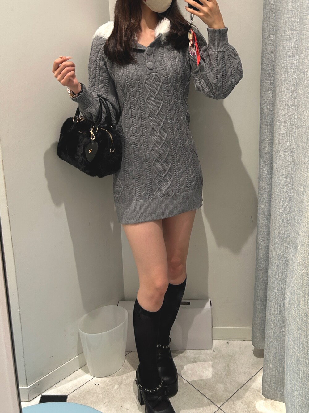 Keru スタイル爆盛れワンピース グレー ニットワンピ OLIVE des OLIVE 新品 keruスタイル爆盛れワンピース グレー オリーブ