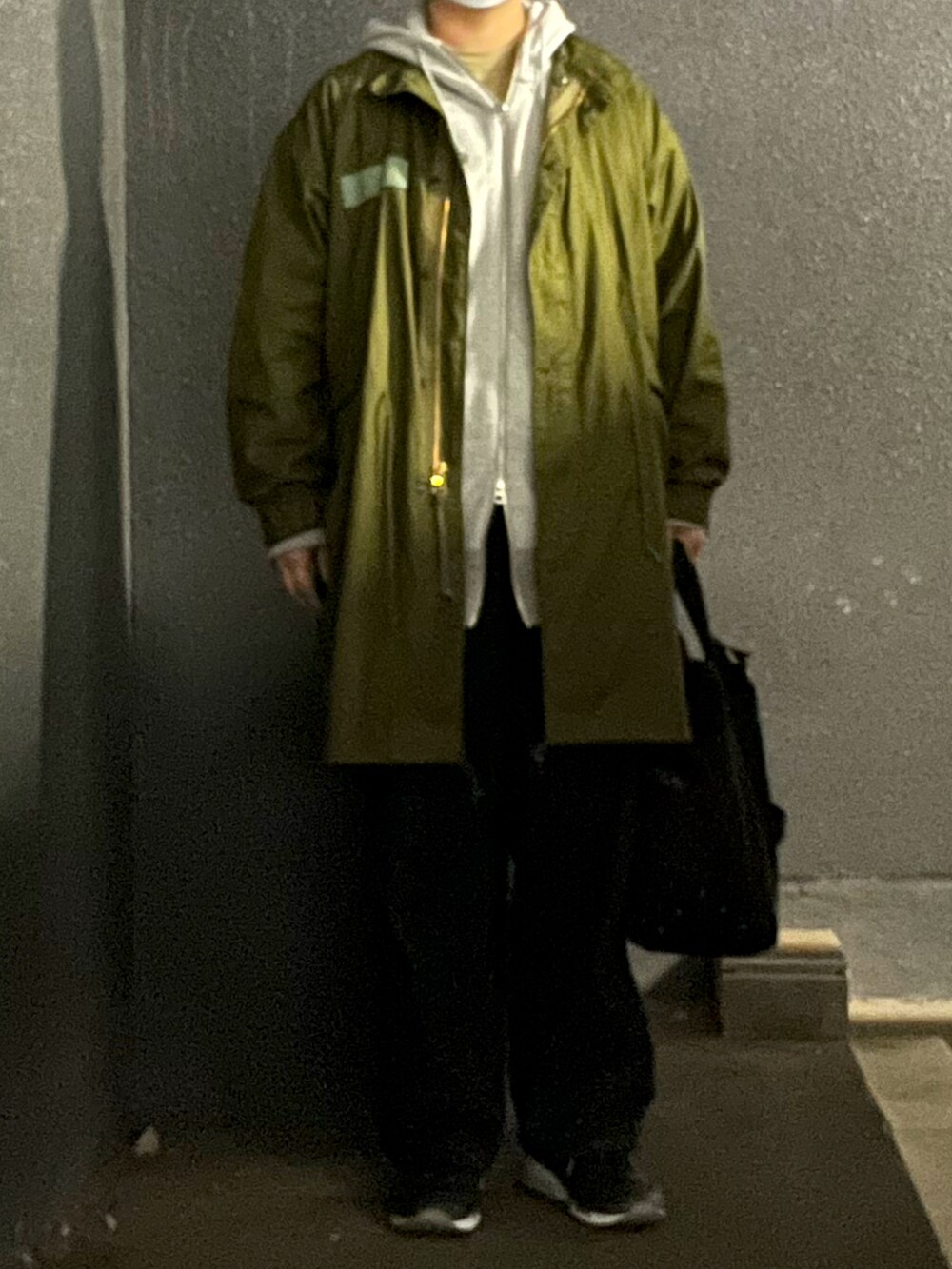「M-65、CIOTA、ジップパーカ、loopwheeler、ベルベット、デニム、COMOLI、YAECA、New Balance、フィッシュテール」｜「CIOTAのアイテム（モッズコート、グリーン系）」を使った、SPADE25さん（レディース・167cm）の秋コーディネートの2枚目の写真