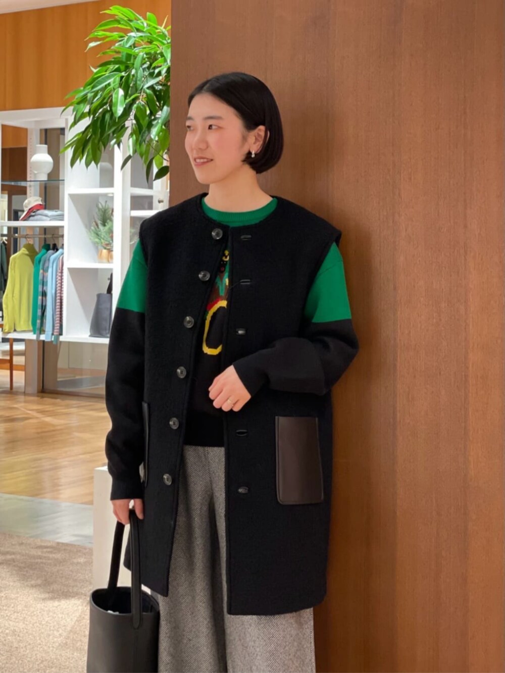 シープパイル クルーネックジレを使った人気ファッション