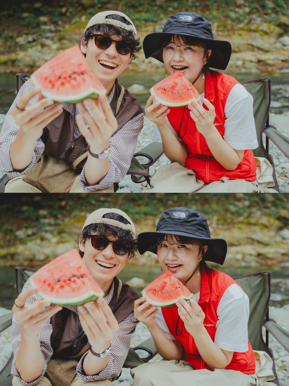 ブラウン系のベスト、ベージュ系のショルダーバッグ、ブラウン系のサンダルを着用したメンズの夏コーディネートの4枚目の写真