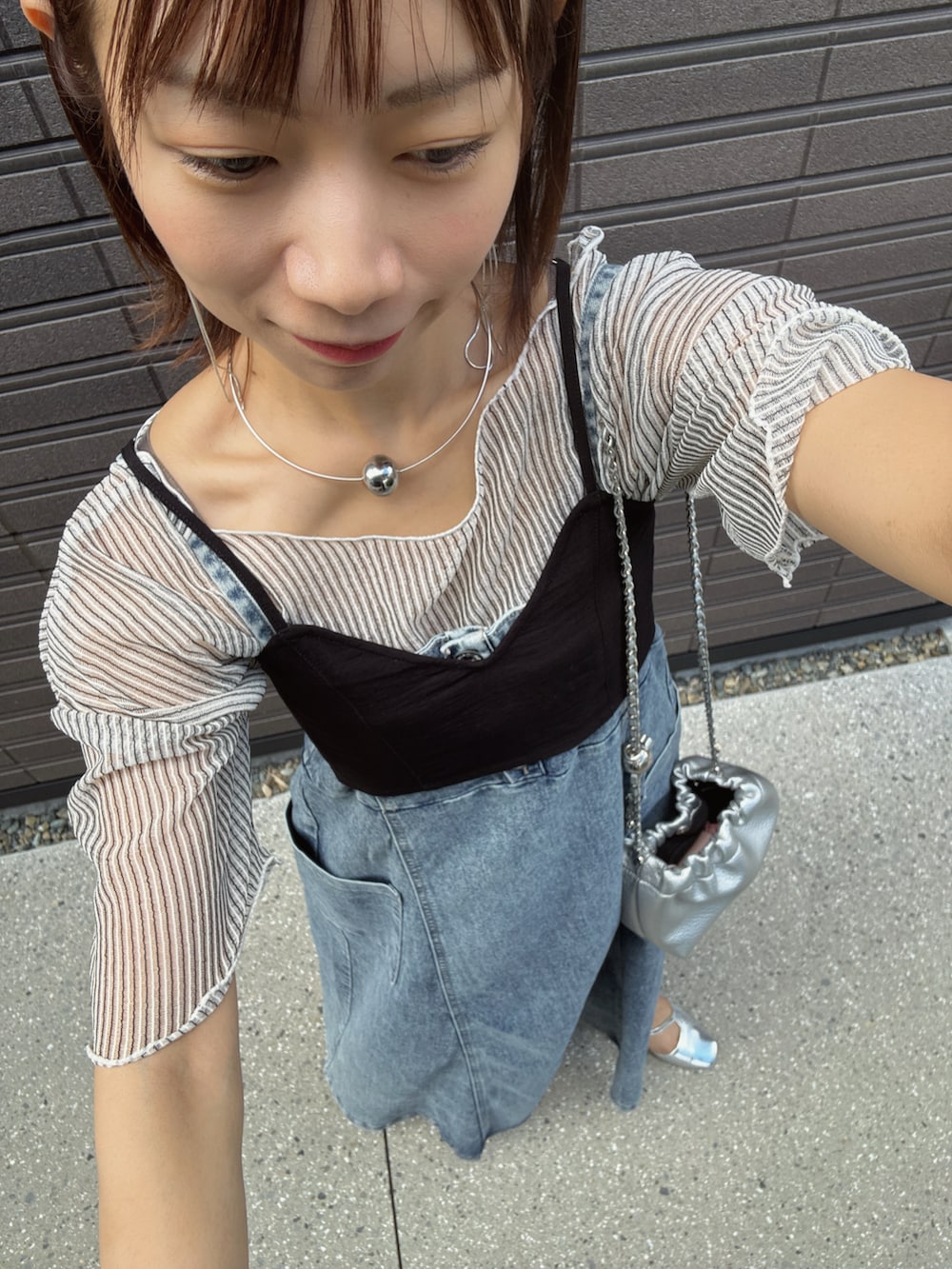 「大人カジュアルコーデ、オトナカワイイ、夏服、プチプラ」｜「しまむらのアイテム（オールインワン・サロペット、ブルー系）」を使った、maa_chan121さん（骨格ウェーブ・レディース・155cm）の夏コーディネートの2枚目の写真