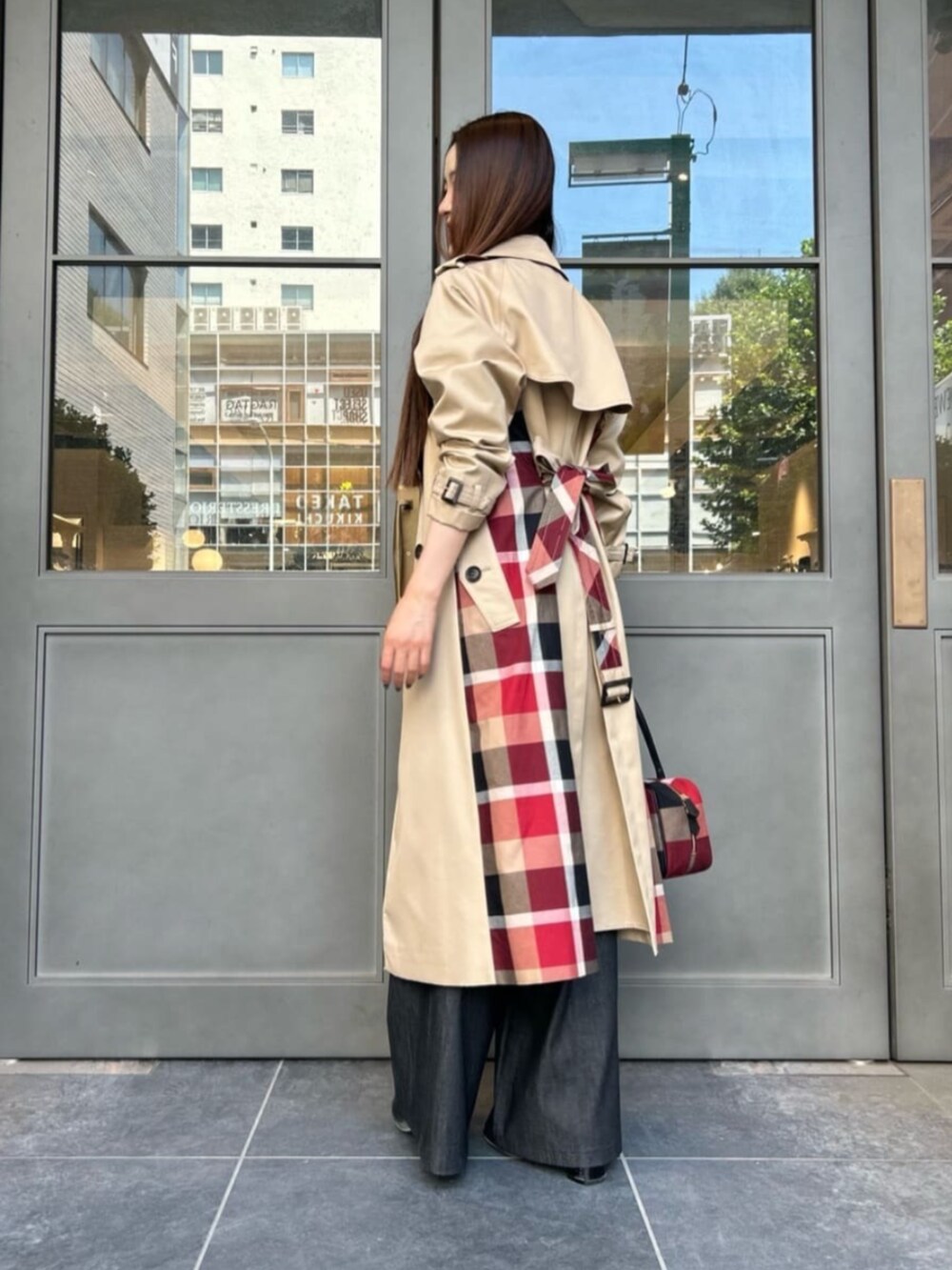 ブルーレーベルクレストブリッジ ウールトレンチコート チェック ベージュ ベルト ブルーレーベル・クレストブリッジ公式(ブルーレーベル/ブラック