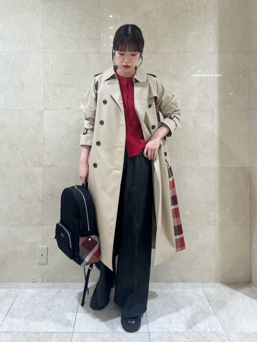 ブルーレーベルクレストブリッジ トレンチコート レッド ライナー付 ベルト 38 ブルーレーベルクレストブリッジ トレンチコート レッド