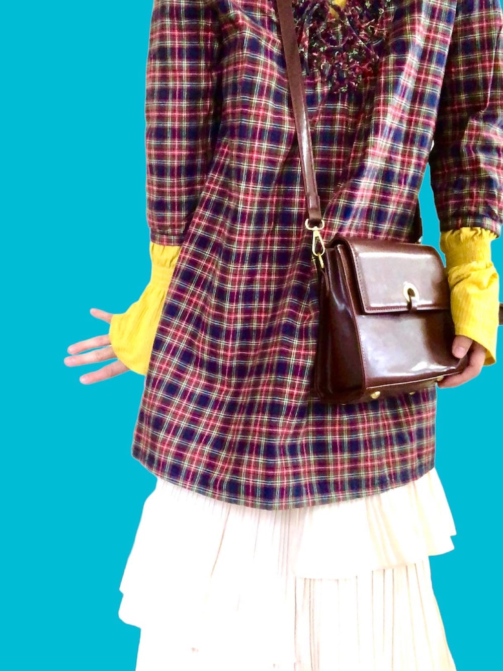 「秋コーデ、カラーコーデ、チェック柄」｜「GRLのアイテム（スカート、ベージュ系）」を使った、manachun0000さん（レディース・149cm）の秋コーディネートの2枚目の写真