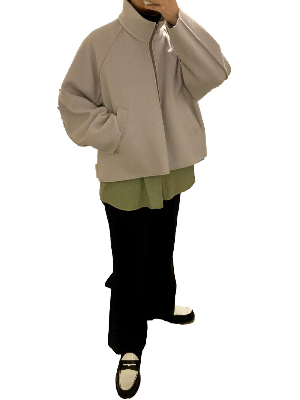 「my beautiful landletの【my beautiful landlet】 double beaver zip blouson（ブルゾン、ベージュ系）」を使った、Don'tFollowMeさん（メンズ・165cm）の冬コーディネートの2枚目の写真