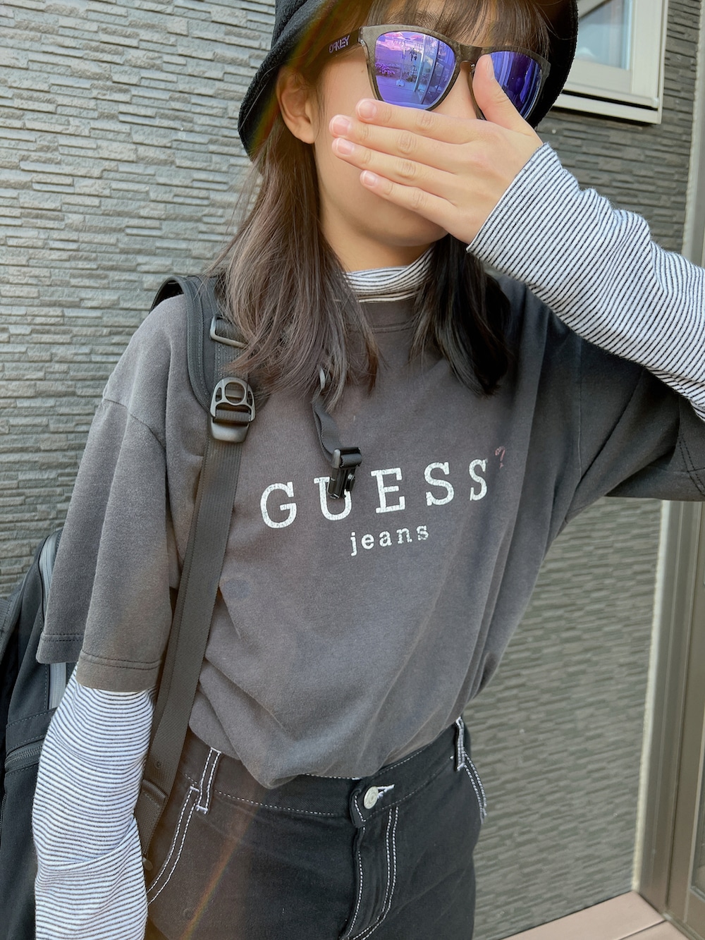 「子どもコーデ、子ども服、子どもとお出かけ」｜「GUのアイテム（デニムパンツ、ブラック系）」を使った、cmaさん（レディース・170cm）の春コーディネートの3枚目の写真