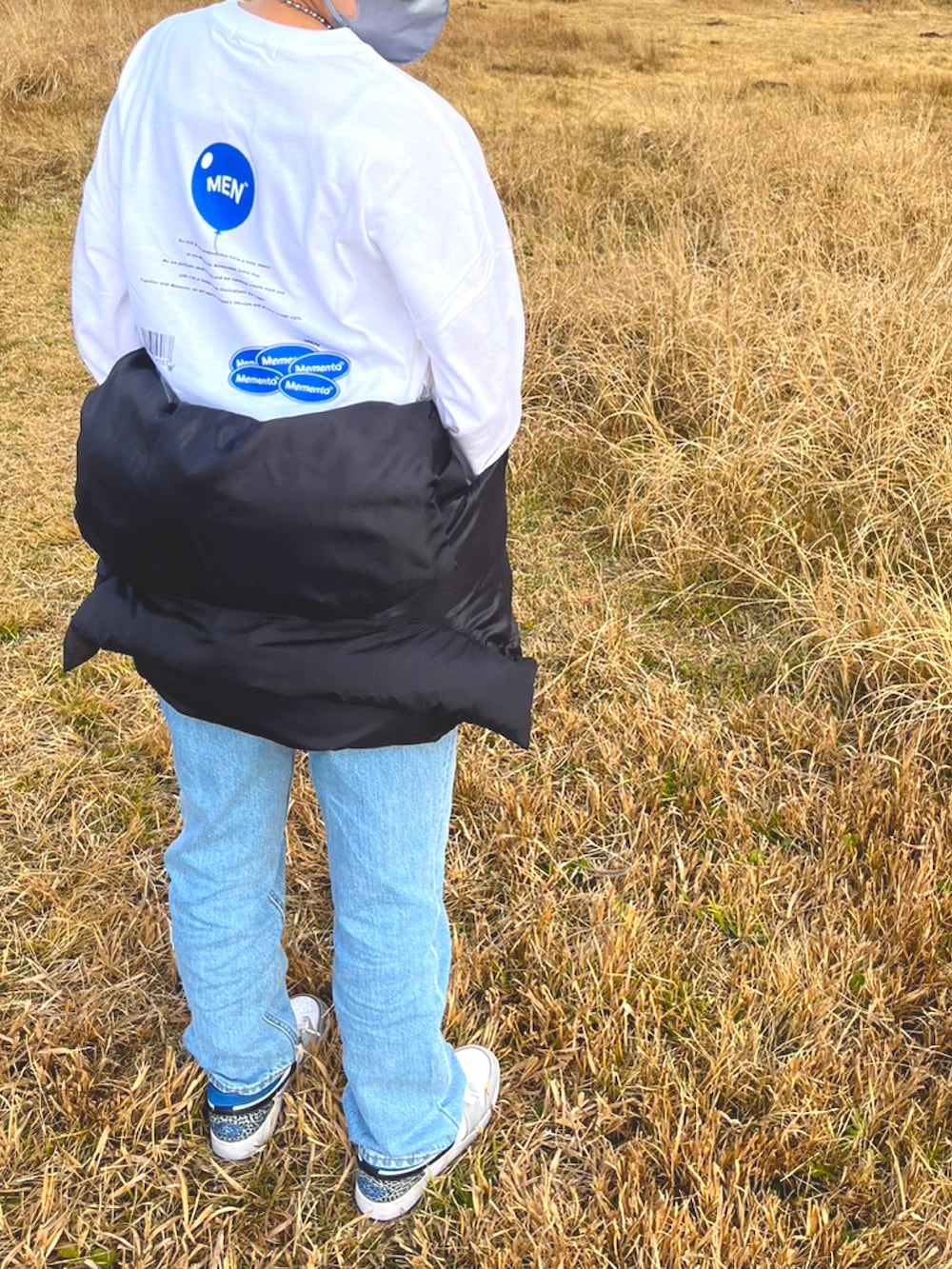 「秋冬コーデ、ロンT、低身長コーデ、GU、memento、NIKE、AIR JORDAN」｜「GUのアイテム（デニムパンツ、グレー系）」を使った、りこぴんさん（レディース・153cm）の秋コーディネートの2枚目の写真