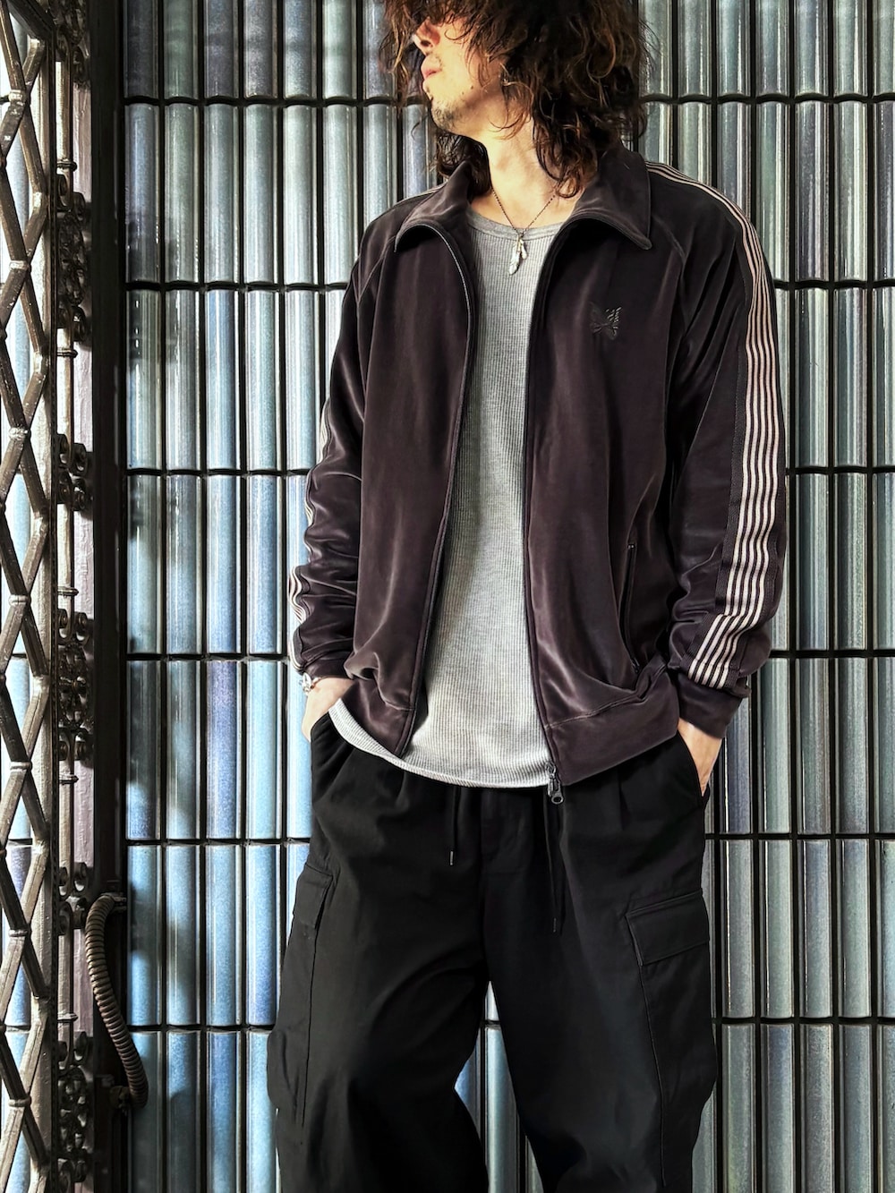 Needles グレージャケット S Needles/ニードルズ/BEAVER×Needles 別注Nylon Track Jacket