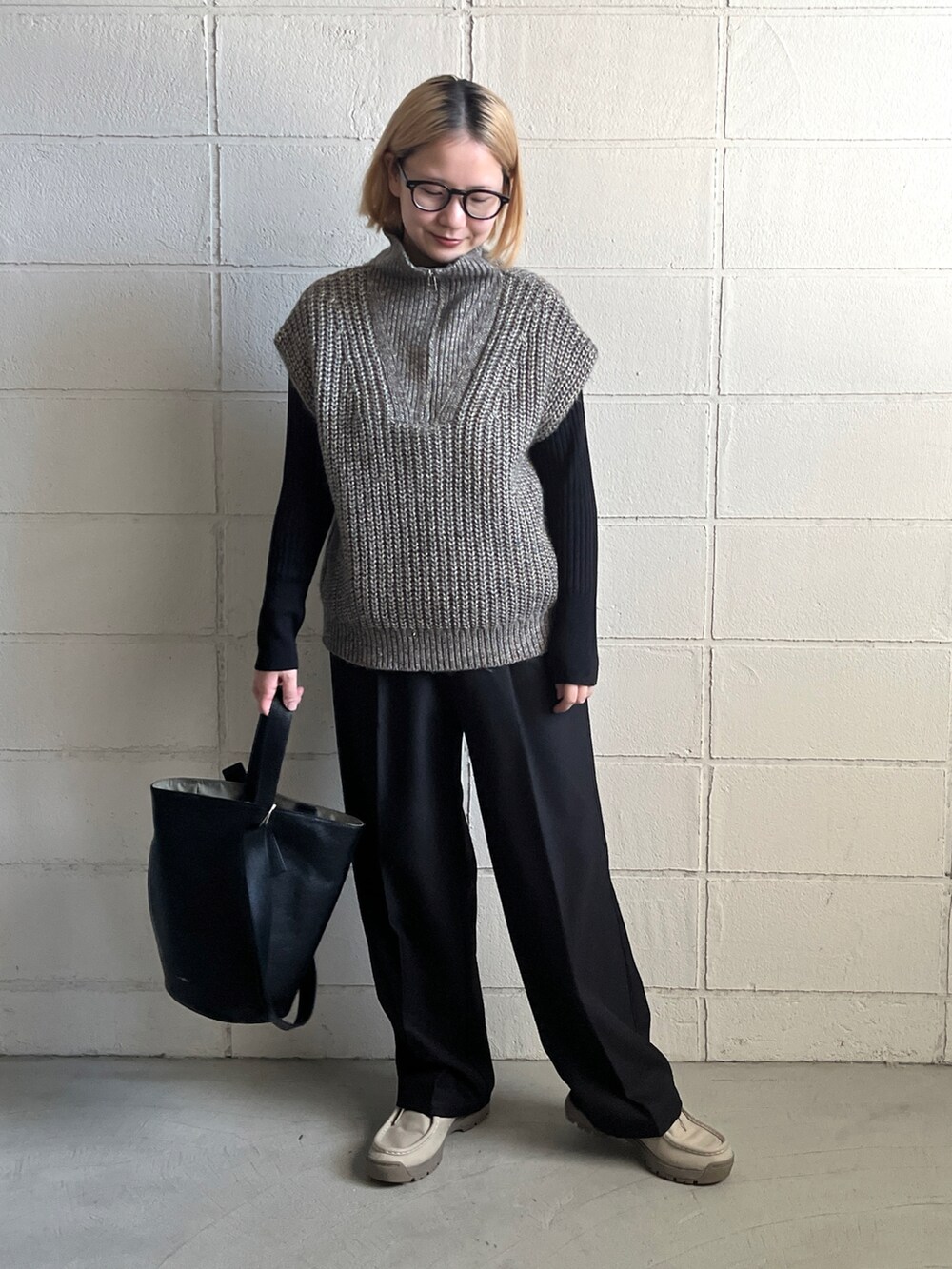 「Bou JeloudのMIXラメドライバーズZIPベスト（ベスト、その他）」を使った、TSUKIさん（レディース・153cm）の秋コーディネートの2枚目の写真