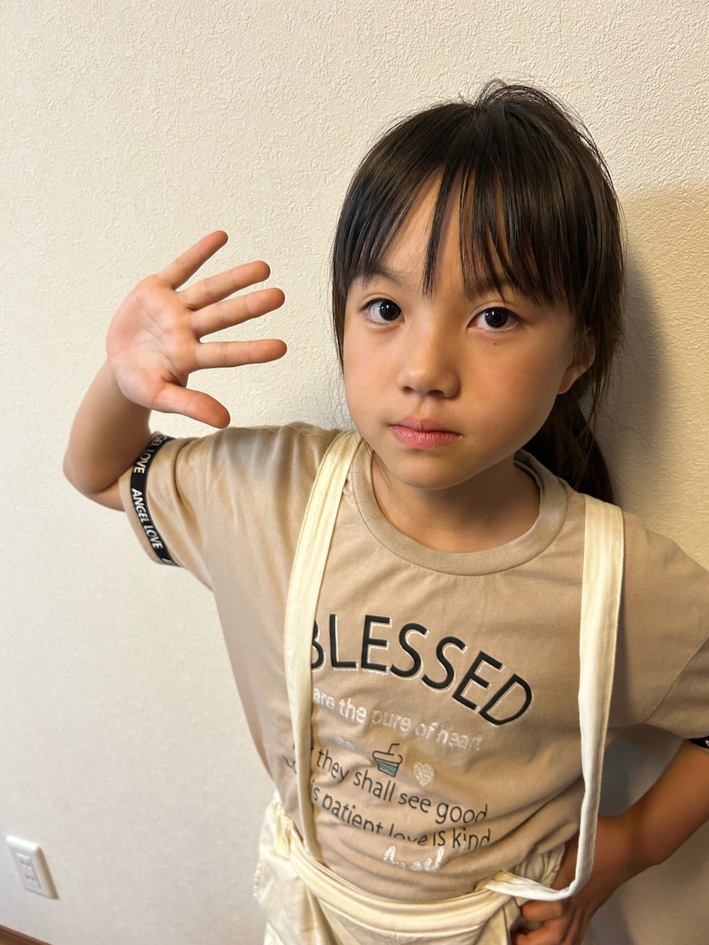 「サロペットパンツ、くすみカラー」｜「スウィーツ男子のアイテム（その他、その他）」を使った、ゆっけさん（キッズ・134cm）の春コーディネートの2枚目の写真