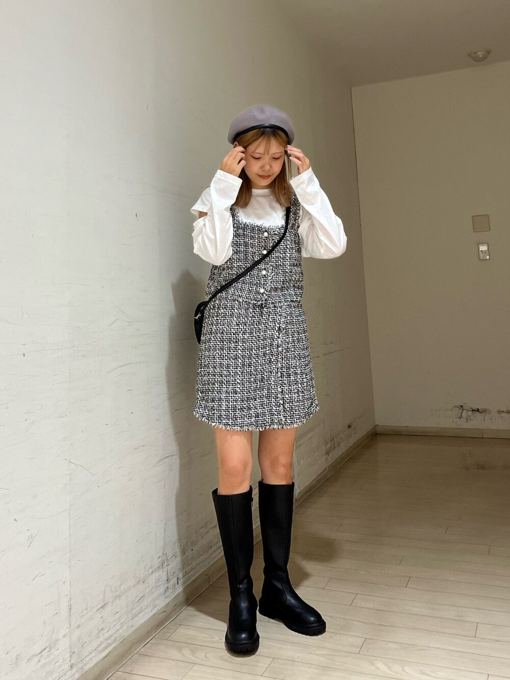 「ehka sopoのロングブーツ（ブーツ、ブラック系）」を使った、shiori(◡̈)/さん（レディース・163cm）の秋コーディネートの2枚目の写真