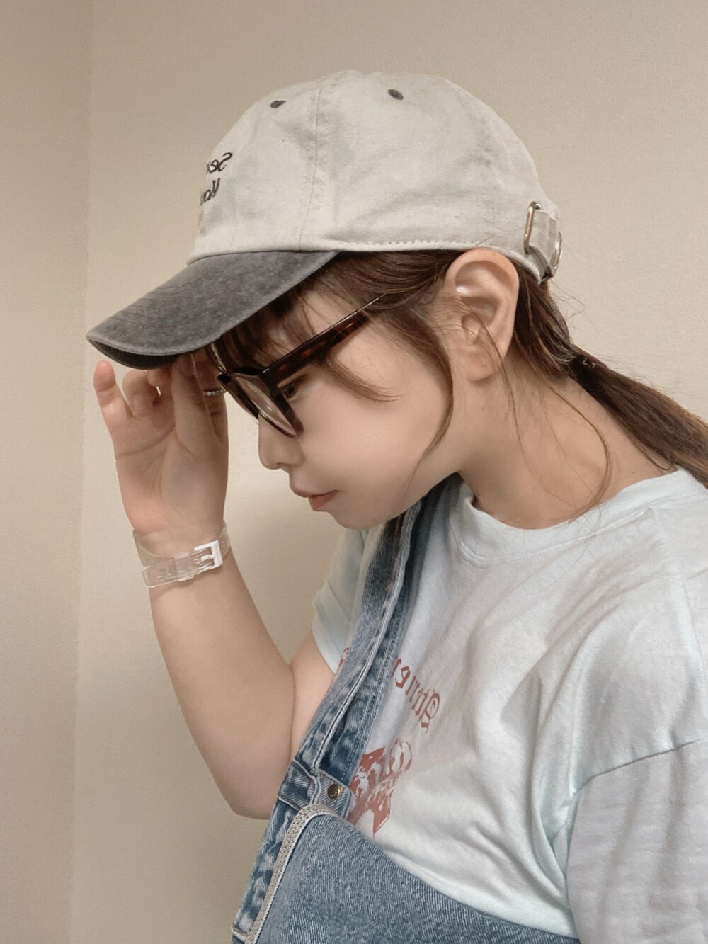 「SEAのSeavalley Mountain Club バイカラーベースボールキャップ（キャップ、ブラック系）」を使った、TNKᡣ𐭩さん（レディース・167cm）の夏コーディネートの5枚目の写真