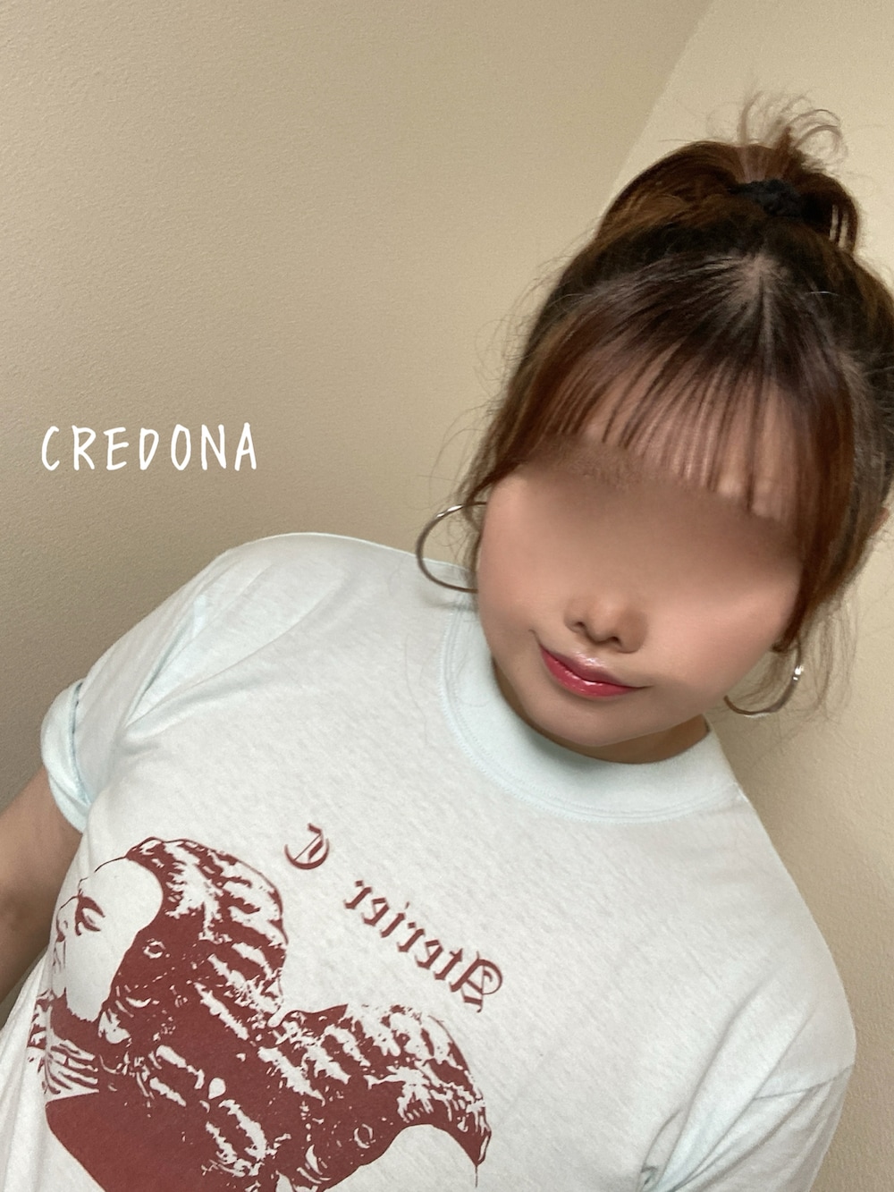 「CREDONAのPARMANENT TEE/パーマネントTシャツ（Tシャツ/カットソー、ブルー系）」を使った、TNKᡣ𐭩さん（レディース・167cm）の夏コーディネートの4枚目の写真