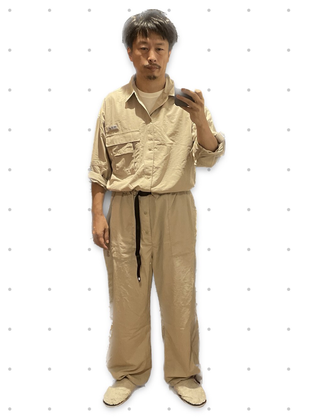 「おっさん、秋服準備はじめました」｜「ColumbiaのColumbia PFG / Despair Bay(TM) Suit（つなぎ/オールインワン、ベージュ系）」を使った、susumubb1さん（メンズ・172cm）の秋コーディネートの2枚目の写真