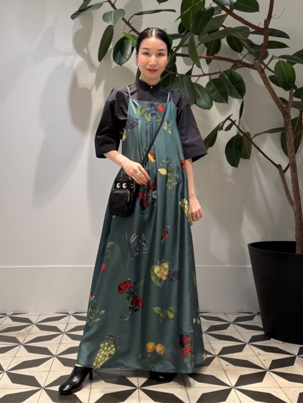 はなです！CABaN シルク HARVEST ロングワンピース　グリーン系 caban（キャバン）の「シルク HARVEST ロングワンピース（ワンピース