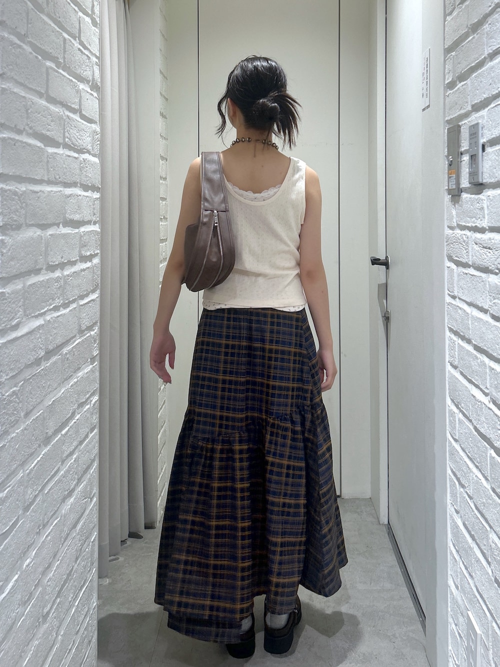 「FREE'S MARTの針抜きテレコレイヤードタンクトップ（Tシャツ/カットソー、ホワイト系）」を使った、yurm6さん（レディース・153cm）の夏コーディネートの6枚目の写真