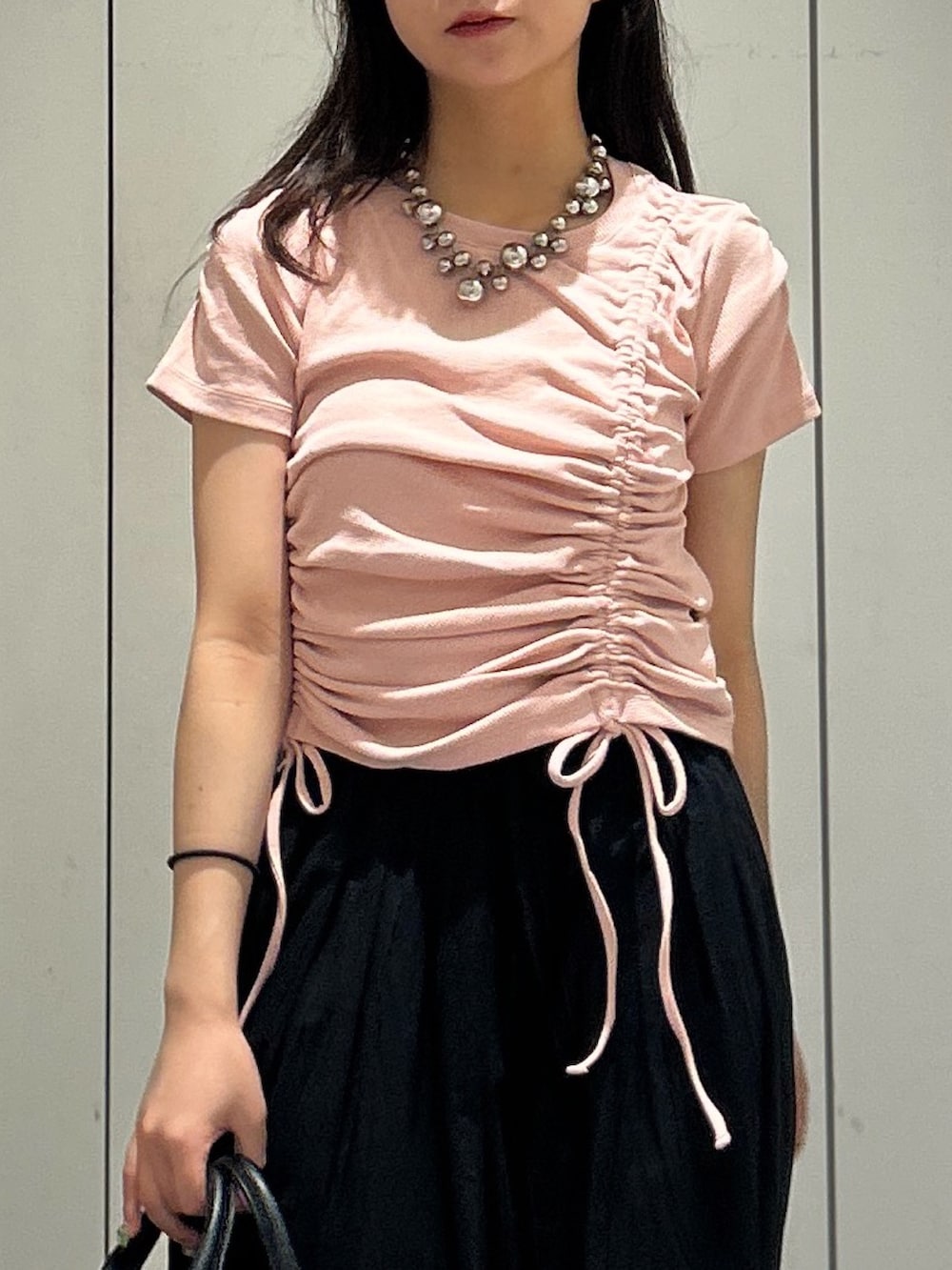 「FREE'S MARTのアシメドロストリブカットソー（Tシャツ/カットソー、ピンク系）」を使った、yurm6さん（レディース・153cm）の夏コーディネートの7枚目の写真