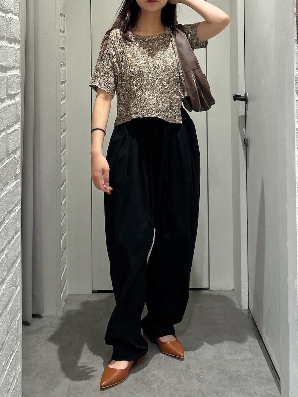 「FREE'S MARTの◆ローウェッジパンプス（パンプス、ブラウン系）」を使った、yurm6さん（レディース・153cm）の夏コーディネートの2枚目の写真