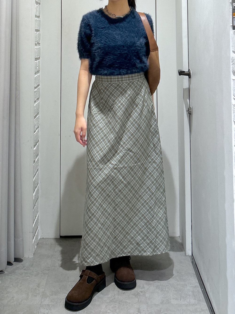 「FREE'S MARTの◇シャギー半袖ニット（ニット/セーター、ブルー系）」を使った、yurm6さん（レディース・153cm）の夏コーディネートの3枚目の写真