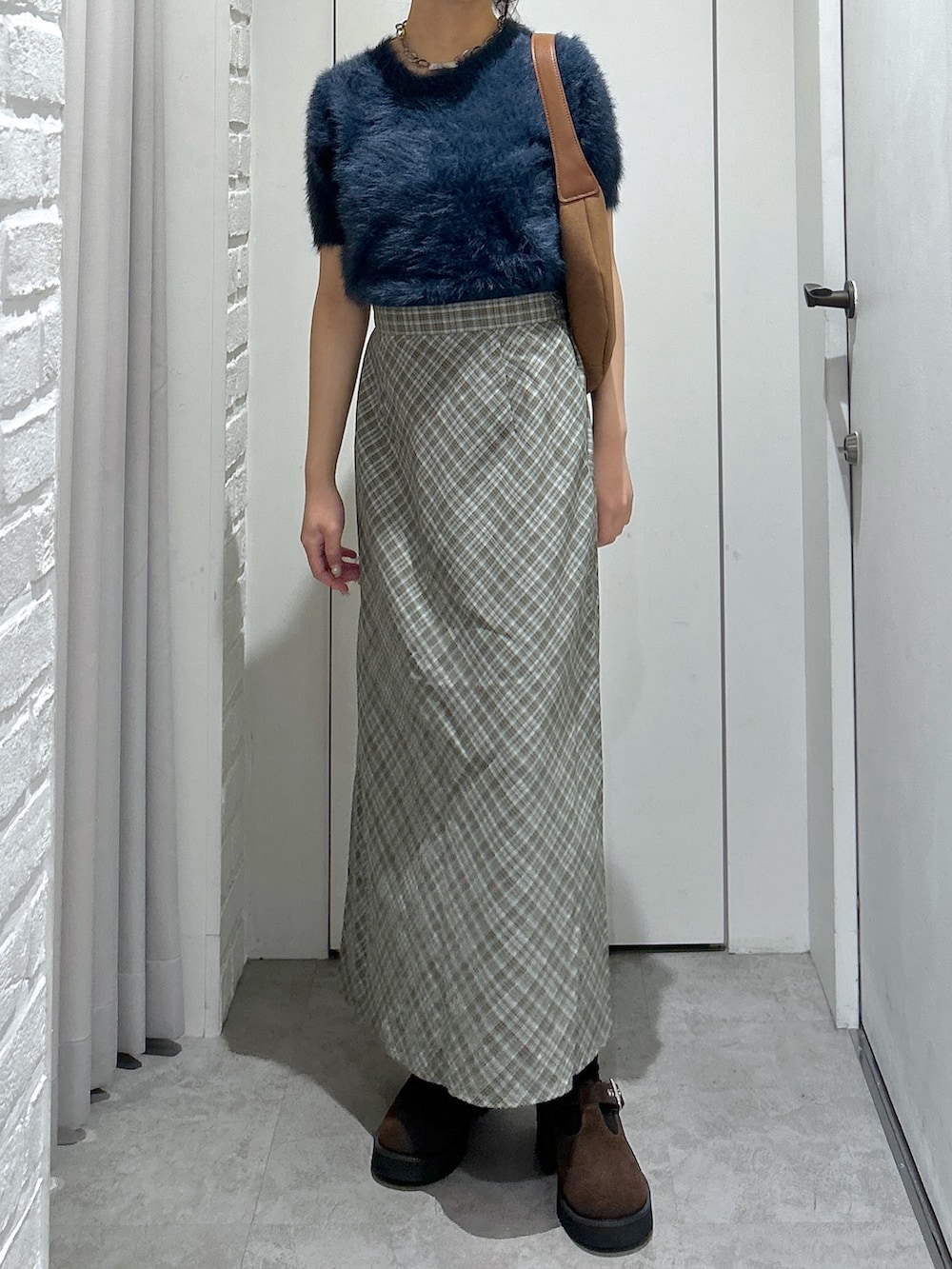 「FREE'S MARTの◇シャギー半袖ニット（ニット/セーター、ブルー系）」を使った、yurm6さん（レディース・153cm）の夏コーディネートの4枚目の写真